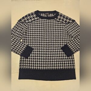 J. Crew Black and White Houndstooth Crewneck Sweater